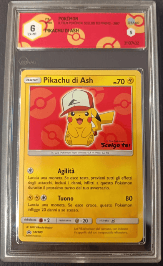 Pikachu di Ash SM109 Promo Ita Graad 6