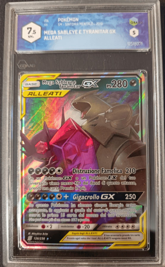 Mega Sableye & Tyranitar GX Alleati 126/236 Sintonia Mentale Ita Graad 7.5