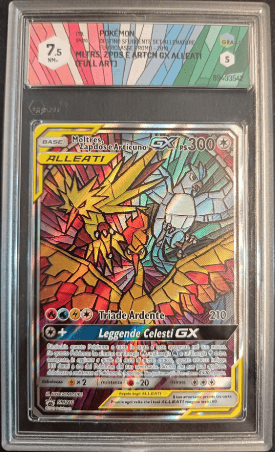 Moltres & Zapdos & Articuno GX Alleati SM210 Black Star Promo Ita Graad 7.5