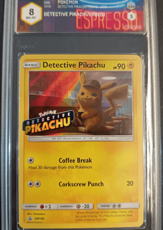 Detective Pikachu SM 190 Black Star Promo Stamped Eng Graad 8