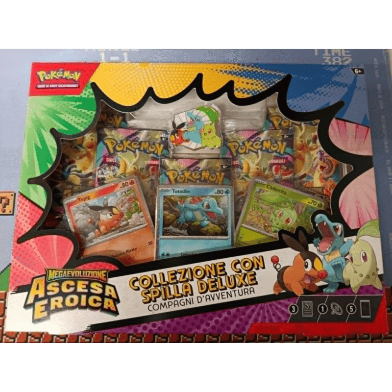 Pokemon Megaevoluzione Ascesa Eroica Collezione con Spilla Deluxe Ita
